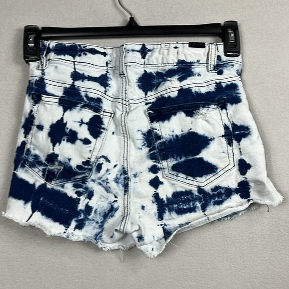 Almost Famous Distressed Denim Jean Shorts Womens Size 3‎ Tie Dyed - Picture 2 of 8